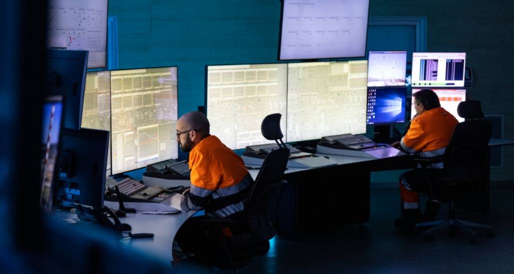 Industrial complex operators in the control room