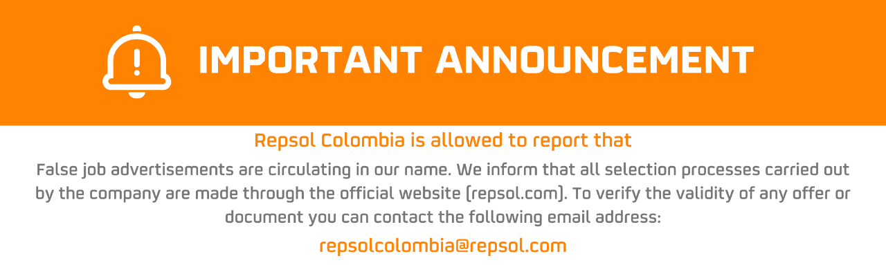 Repsol Colombia fraudulent job offer notice banner